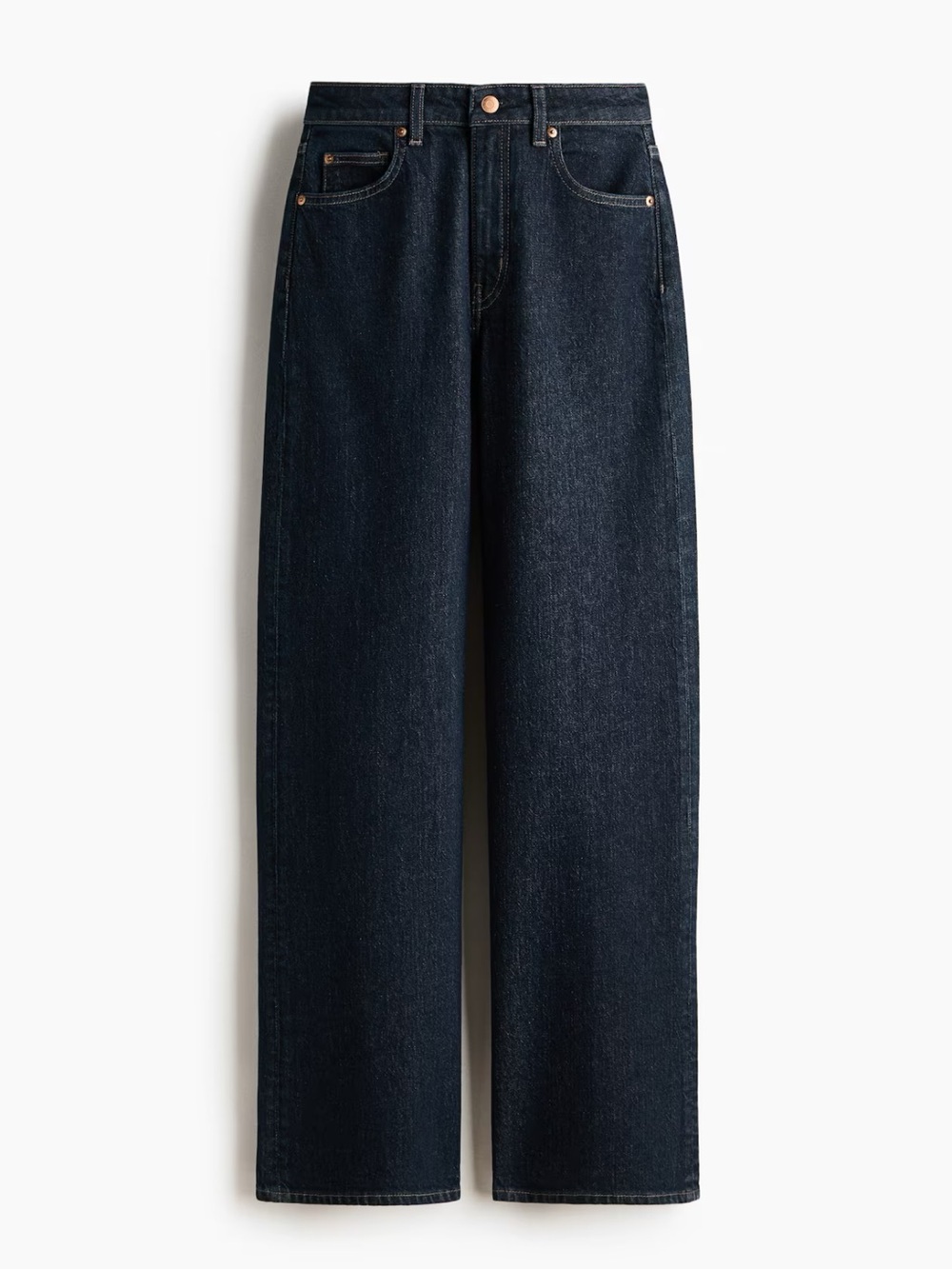 H&M Wide-Leg High-Rise Jeans in Dark Blue